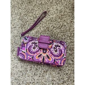 Vera Bradley Wristlet Wallet - Purple Flowers 6 X 3